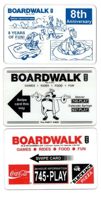 Boardwalk USA CardTronics cards from 1995, 1993 and 1994
